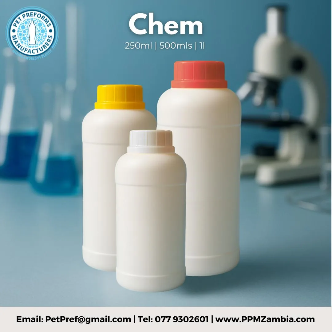 Chem Bottle in 250 ml, 500 ml, 1 L — HDPE Containers and Jerry Cans