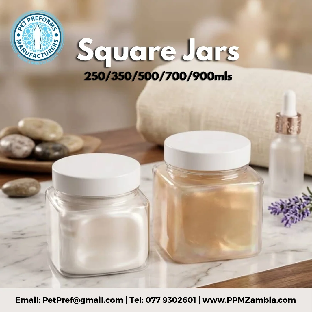 Square Jars Cosmetic Collection — Personal Care and Cosmetic Packaging