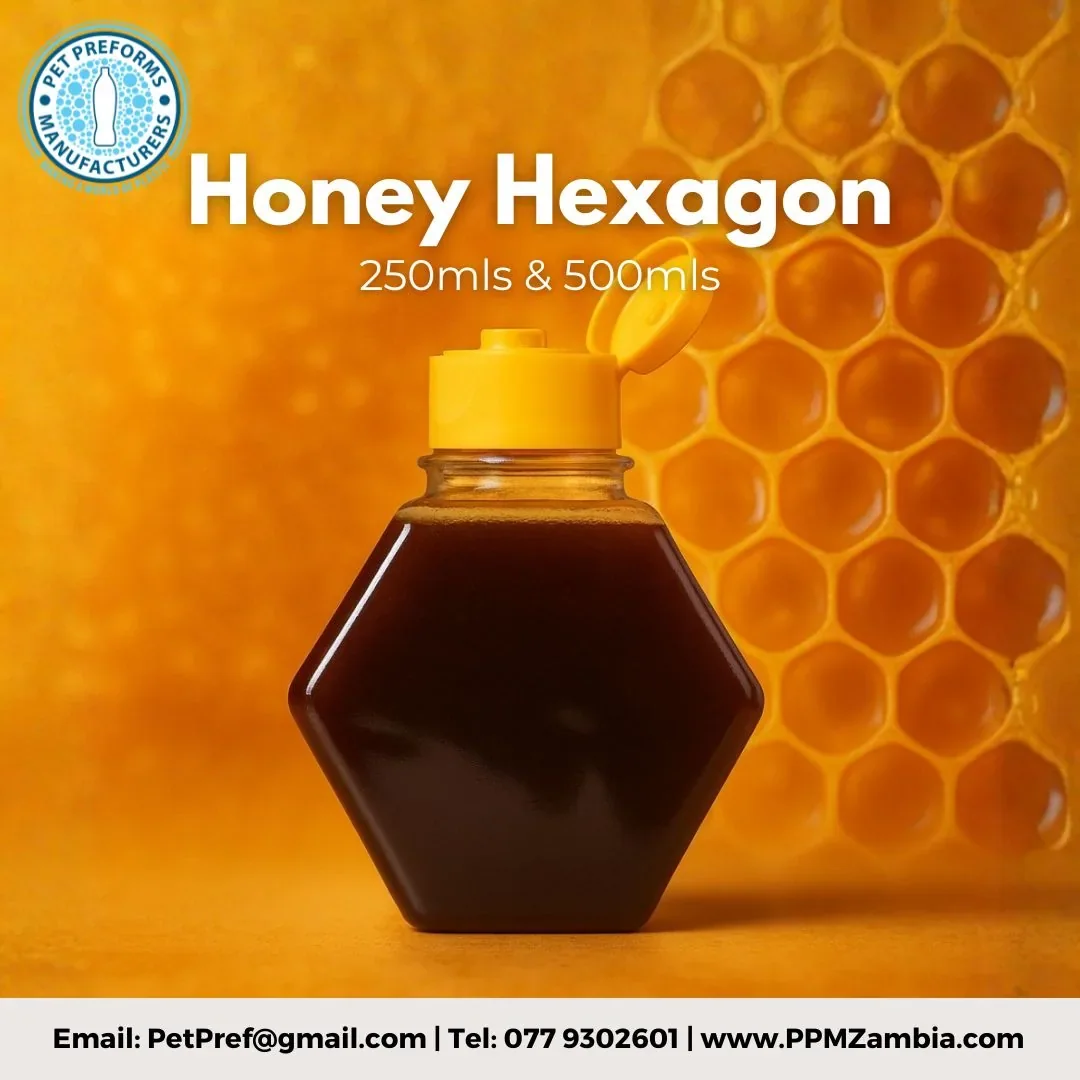 Honey Hexagon Bottle in 250 ml, 350 ml — Food and Condiments Packaging