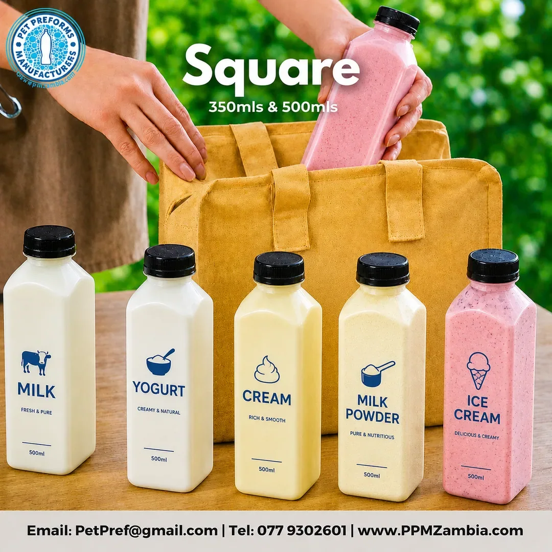 Square Bottle in 350 ml, 500 ml — Dairy Packaging